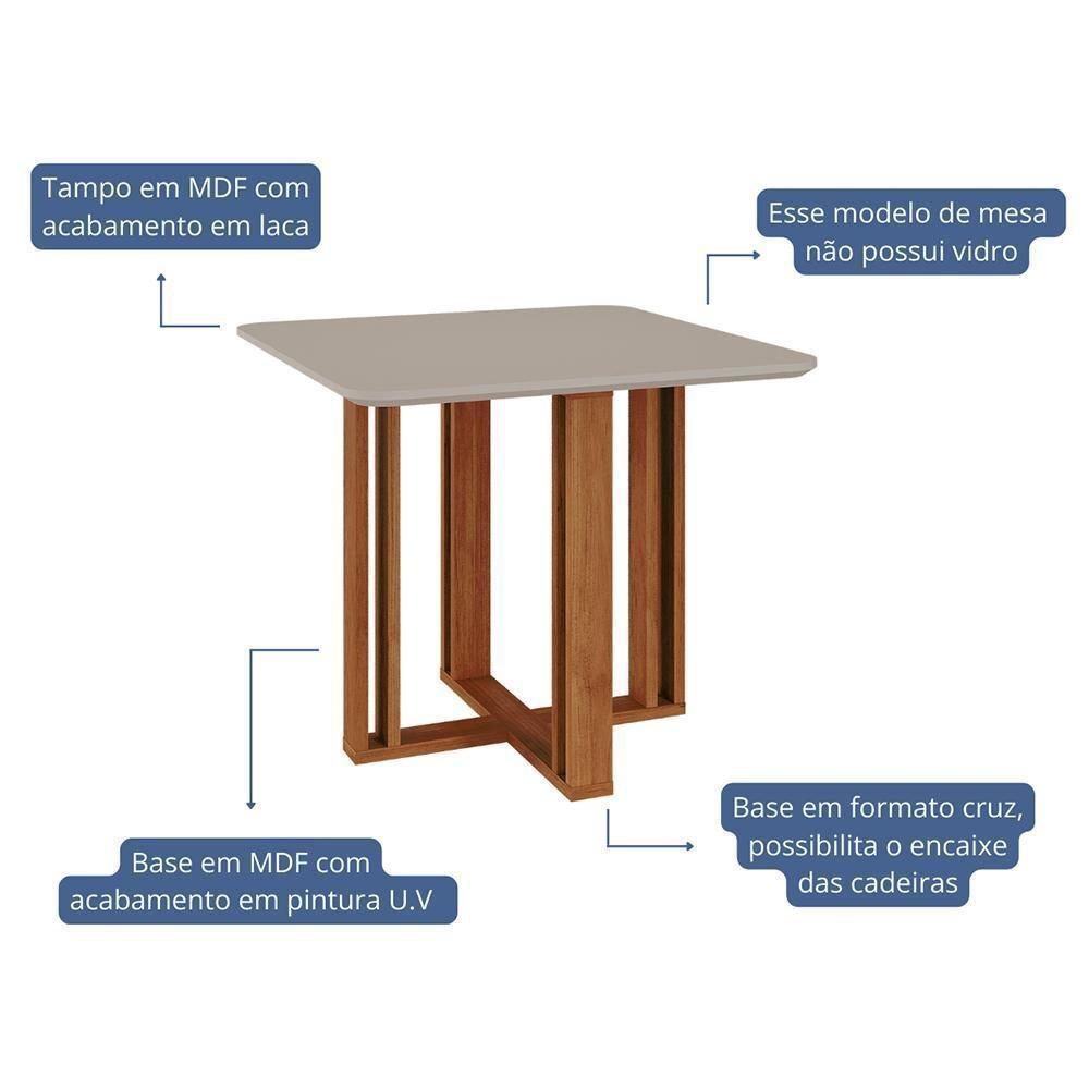 Mesa De Jantar Quadrada Flora 95x95 Cinamomo-off White Com Tampo Em Mdf - Cimol Móveis Cinamomo-off White - 3