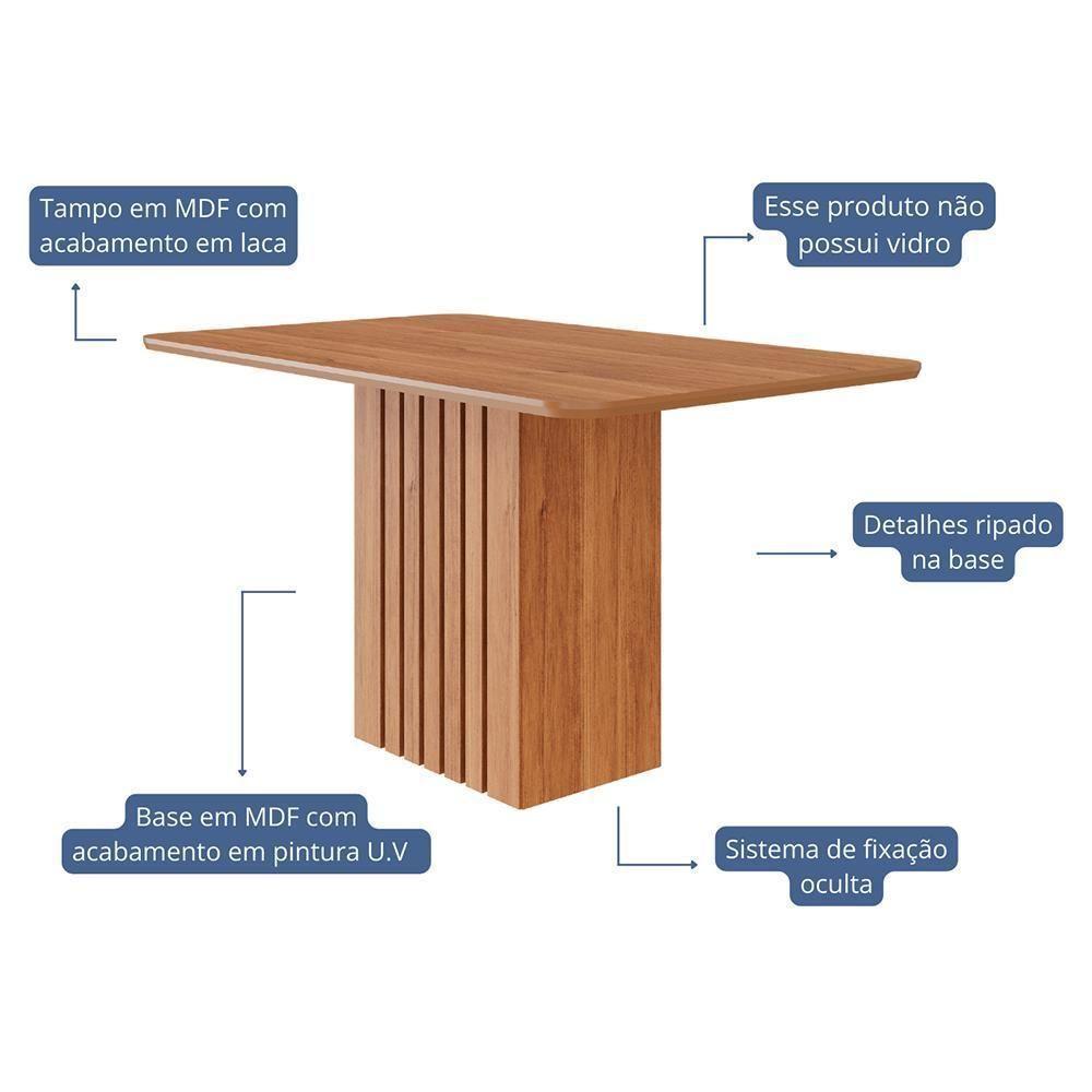 Mesa De Jantar Quadrada Ana 130x80 Cinamomo Com Tampo Em Mdf - Cimol Móveis Cinamomo - 3