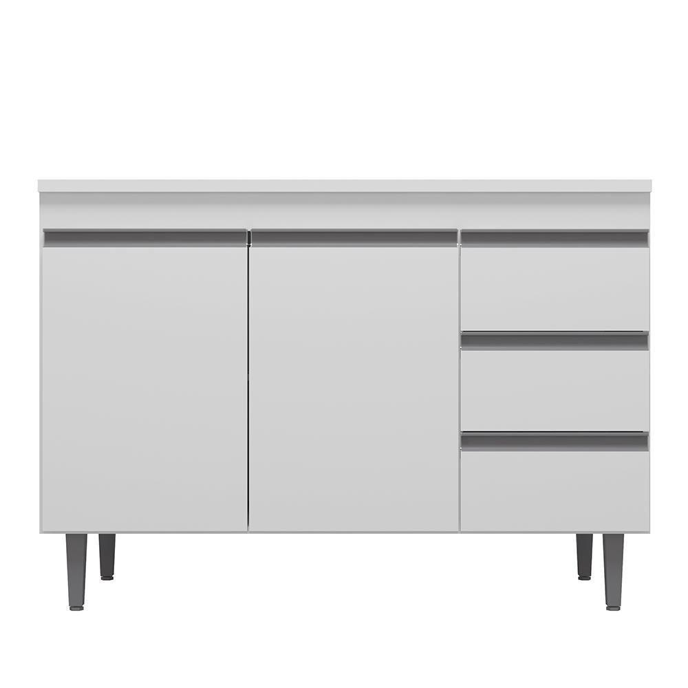 Balcão Pia Andréia 120cm Branco Com Tampo Mdp - Ajl Móveis Branco - 3