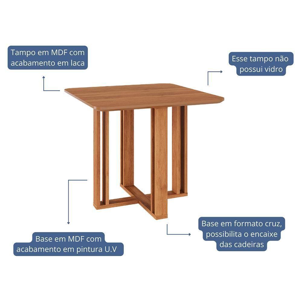 Mesa De Jantar Quadrada Flora 95x95 Cinamomo Com Tampo Em Mdf - Cimol Móveis Cinamomo - 3