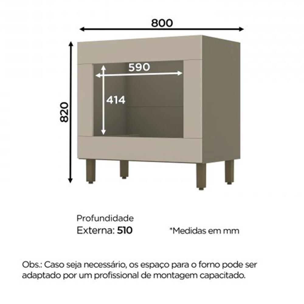 Balcão Forno Embutir Connect Duna-cristal Com Tampo - Móveis Henn Duna-cristal - 2