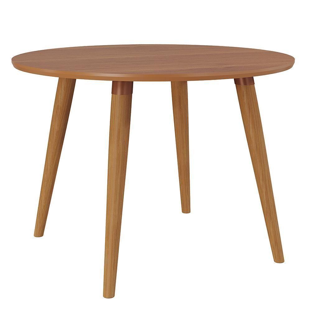 Mesa De Jantar Redonda Dani 109cm Madeira-cinamomo Com Tampo Em Mdf - Cimol Móveis Madeira-cinamomo - 1