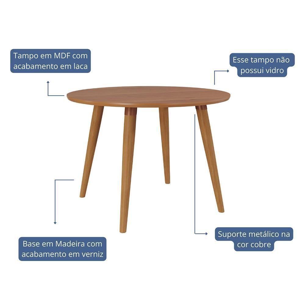 Mesa De Jantar Redonda Dani 109cm Madeira-cinamomo Com Tampo Em Mdf - Cimol Móveis Madeira-cinamomo - 2