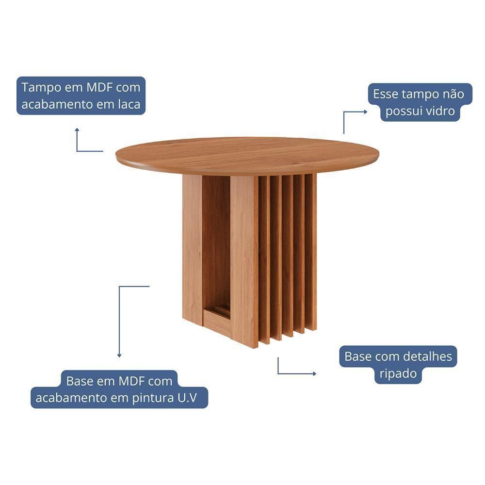 Mesa De Jantar Redonda Ariela 109cm Cinamomo Com Tampo Em Mdf - Cimol Móveis Cinamomo - 2