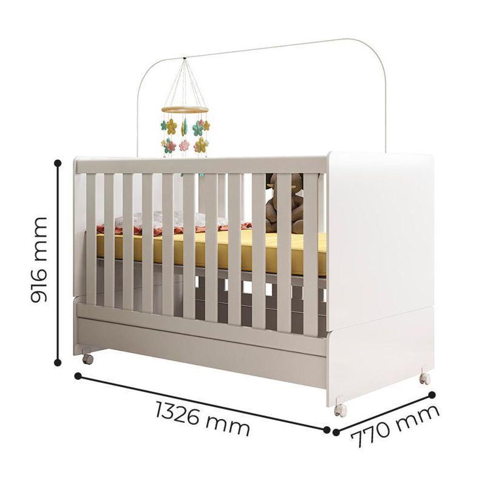 Berço Mini Cama Encanto Branco Com Colchão Baby Physical - Peternella Móveis Branco - 4