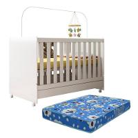 Berço Mini Cama Encanto Branco Com Colchão Baby Physical - Peternella Móveis Branco - 1