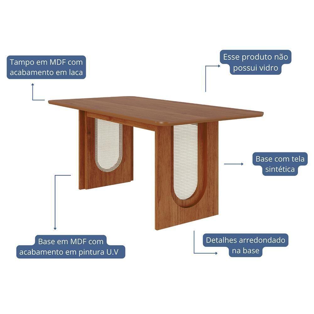 Mesa De Jantar Retangular Valentina 180x90 Cinamomo Com Tampo Em Mdf - Cimol Móveis Cinamomo - 2