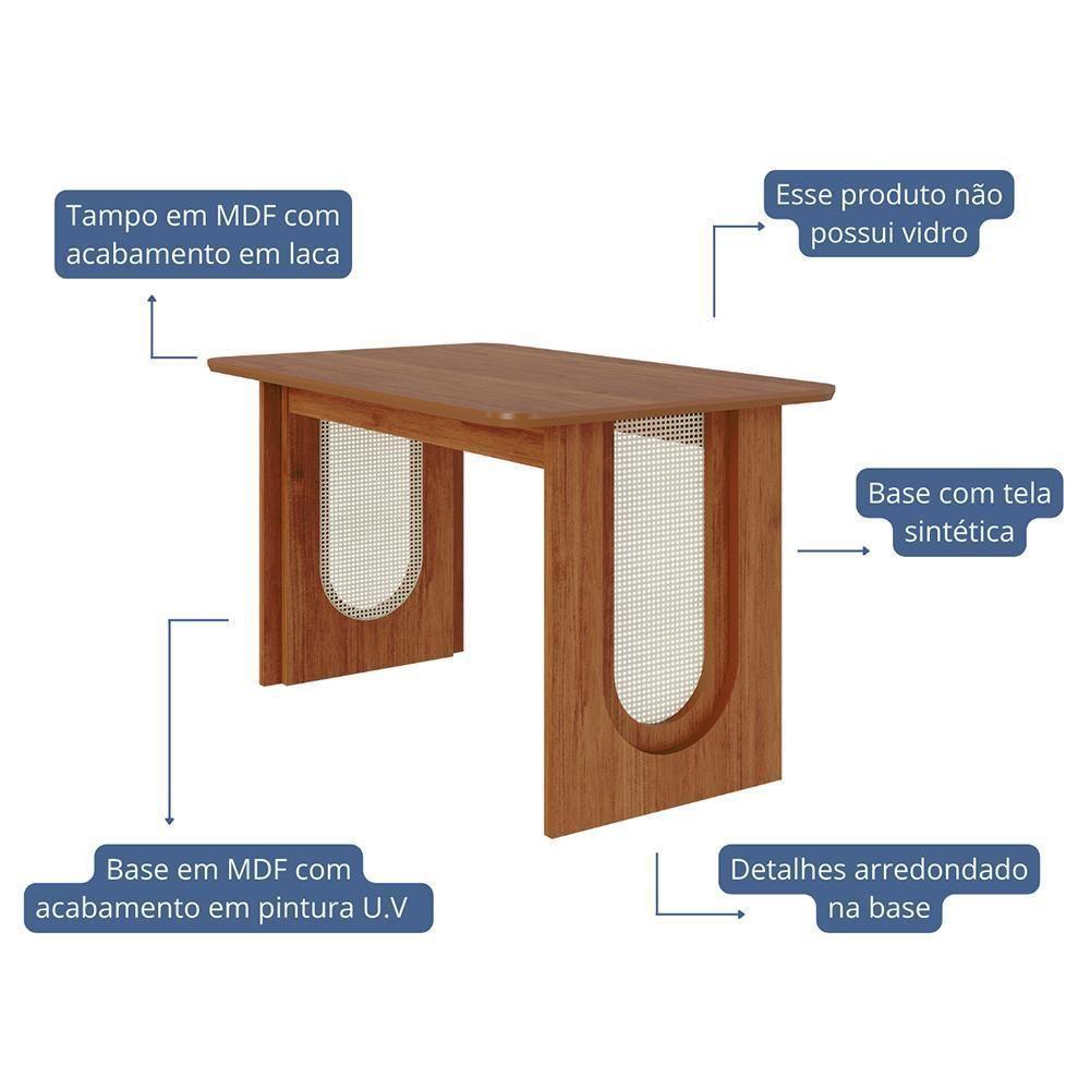 Mesa De Jantar Retangular Valentina 130x80 Cinamomo Com Tampo Em Mdf - Cimol Móveis Cinamomo - 2