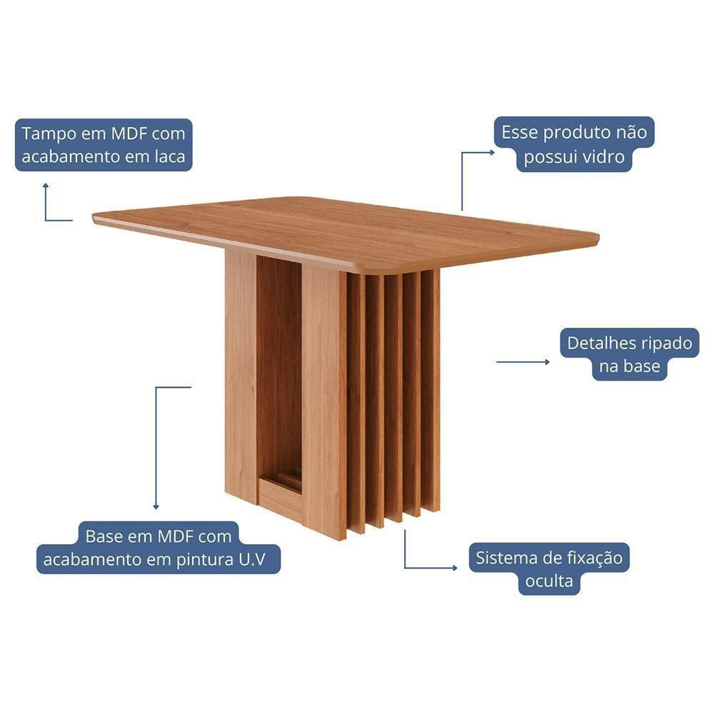 Mesa De Jantar Retangular Ariela 130x80 Cinamomo Com Tampo Em Mdf - Cimol Móveis Cinamomo - 2