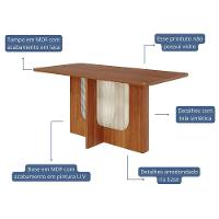 Mesa De Jantar Retangular Louise 160x80 Cinamomo Com Tampo Em Mdf - Cimol Móveis Cinamomo - 2
