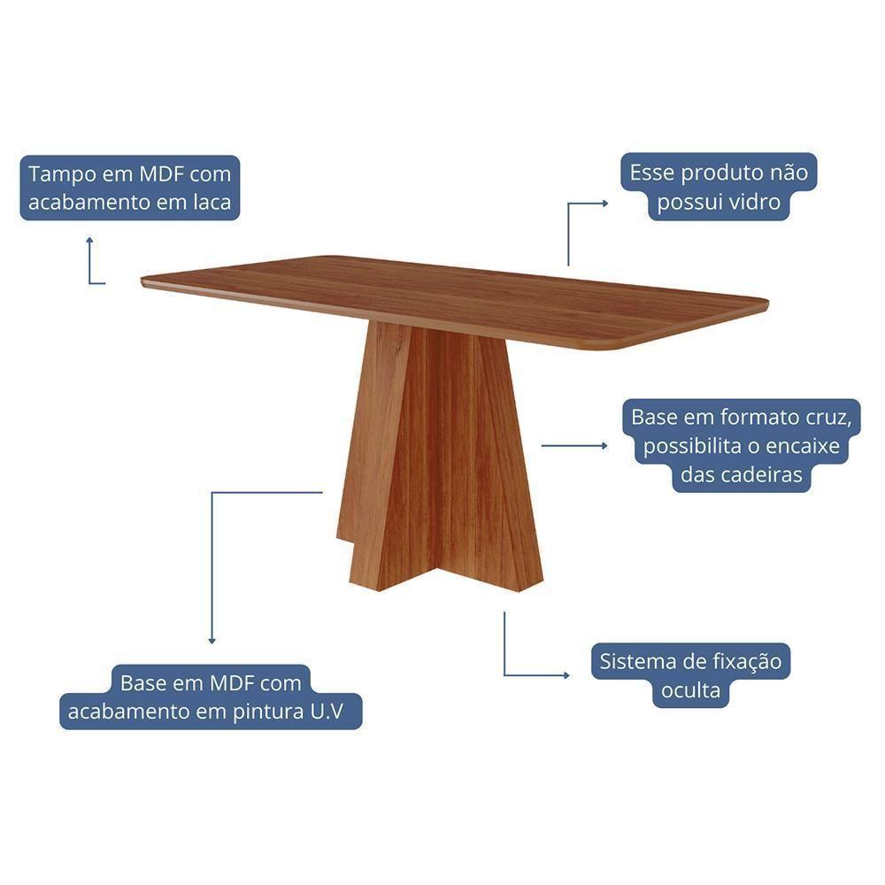 Mesa De Jantar Retangular Maitê 160x80 Cinamomo Com Tampo Em Mdf - Cimol Móveis Cinamomo - 2