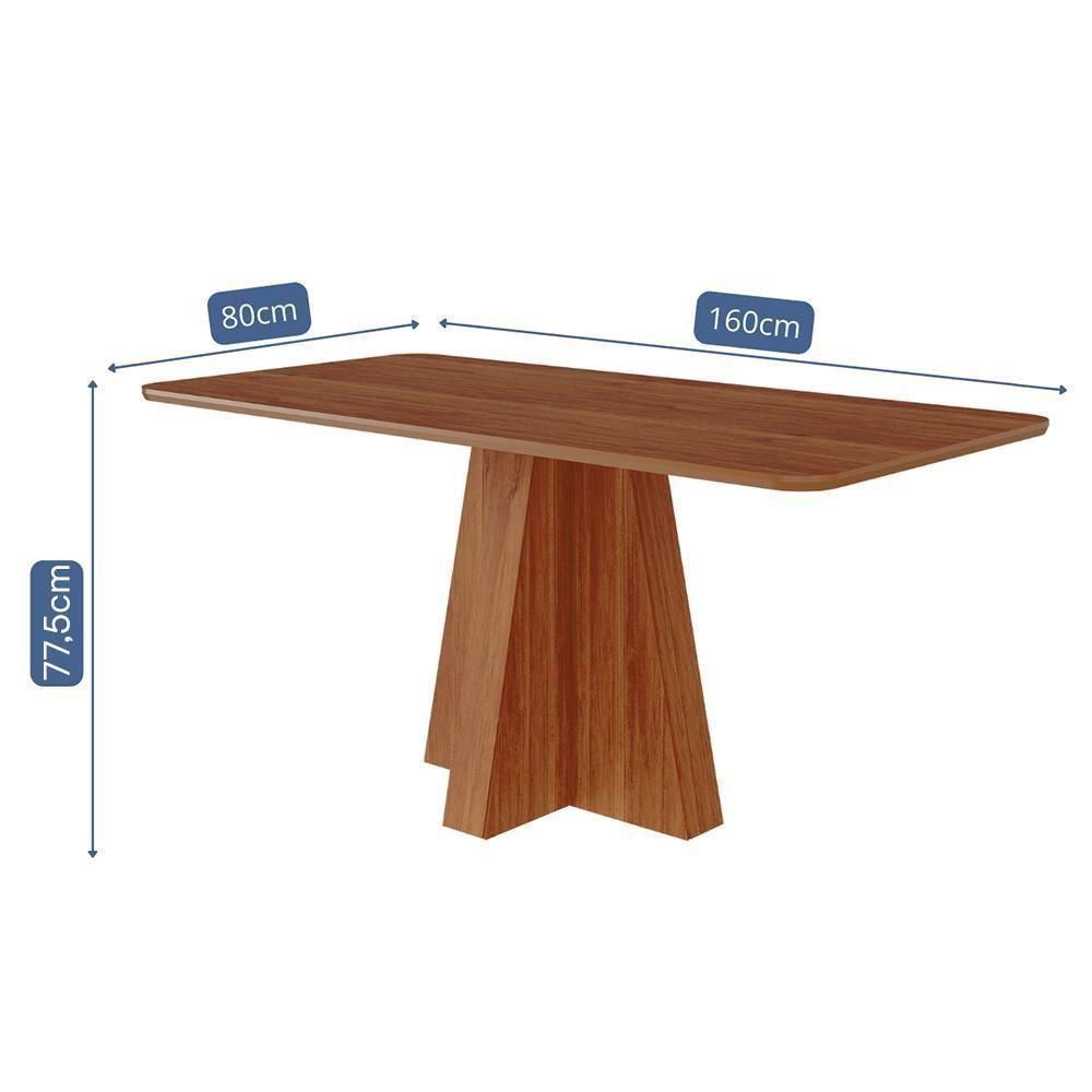 Mesa De Jantar Retangular Maitê 160x80 Cinamomo Com Tampo Em Mdf - Cimol Móveis Cinamomo - 3