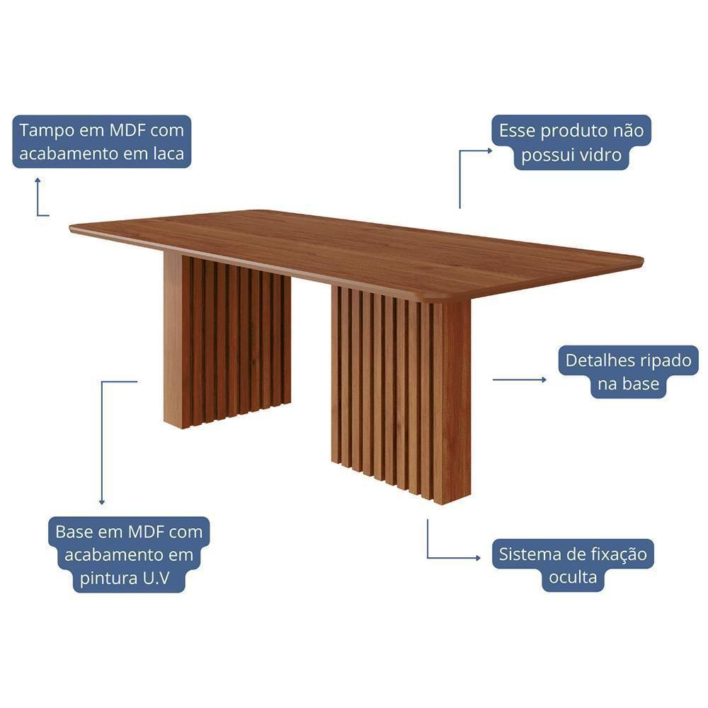 Mesa De Jantar Retangular Ester 210x100 Cinamomo Com Tampo Em Mdf - Cimol Móveis Cinamomo - 3