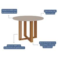 Mesa De Jantar Redonda Flora 109cm Nature-off White Com Tampo Em Mdf - Cimol Móveis Nature-off White - 2