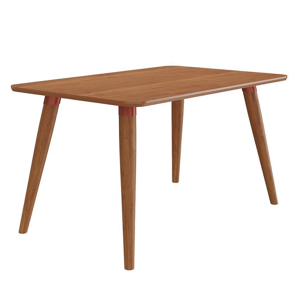 Mesa De Jantar Retangular Adele 130x80 Madeira-cinamomo Com Tampo Em Mdf - Cimol Móveis Madeira-cinamomo - 1
