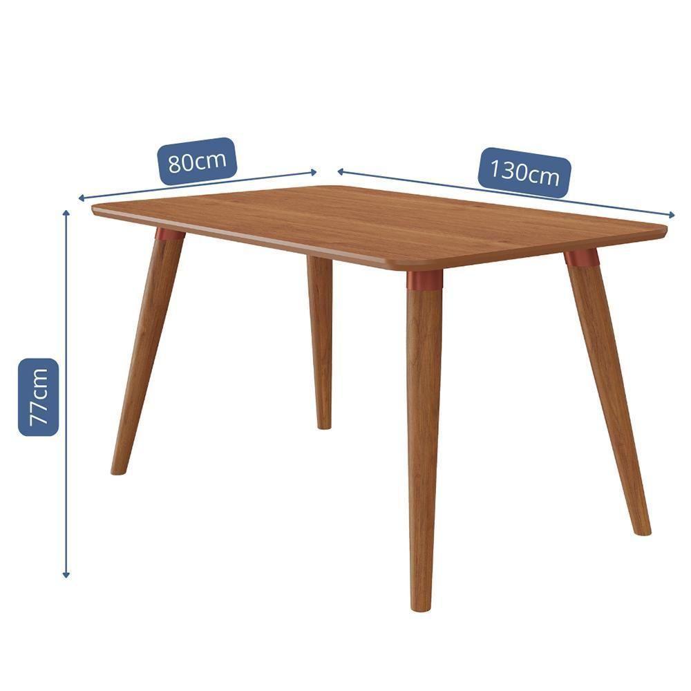 Mesa De Jantar Retangular Adele 130x80 Madeira-cinamomo Com Tampo Em Mdf - Cimol Móveis Madeira-cinamomo - 3