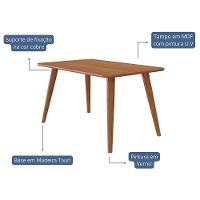 Mesa De Jantar Retangular Adele 130x80 Madeira-cinamomo Com Tampo Em Mdf - Cimol Móveis Madeira-cinamomo - 2