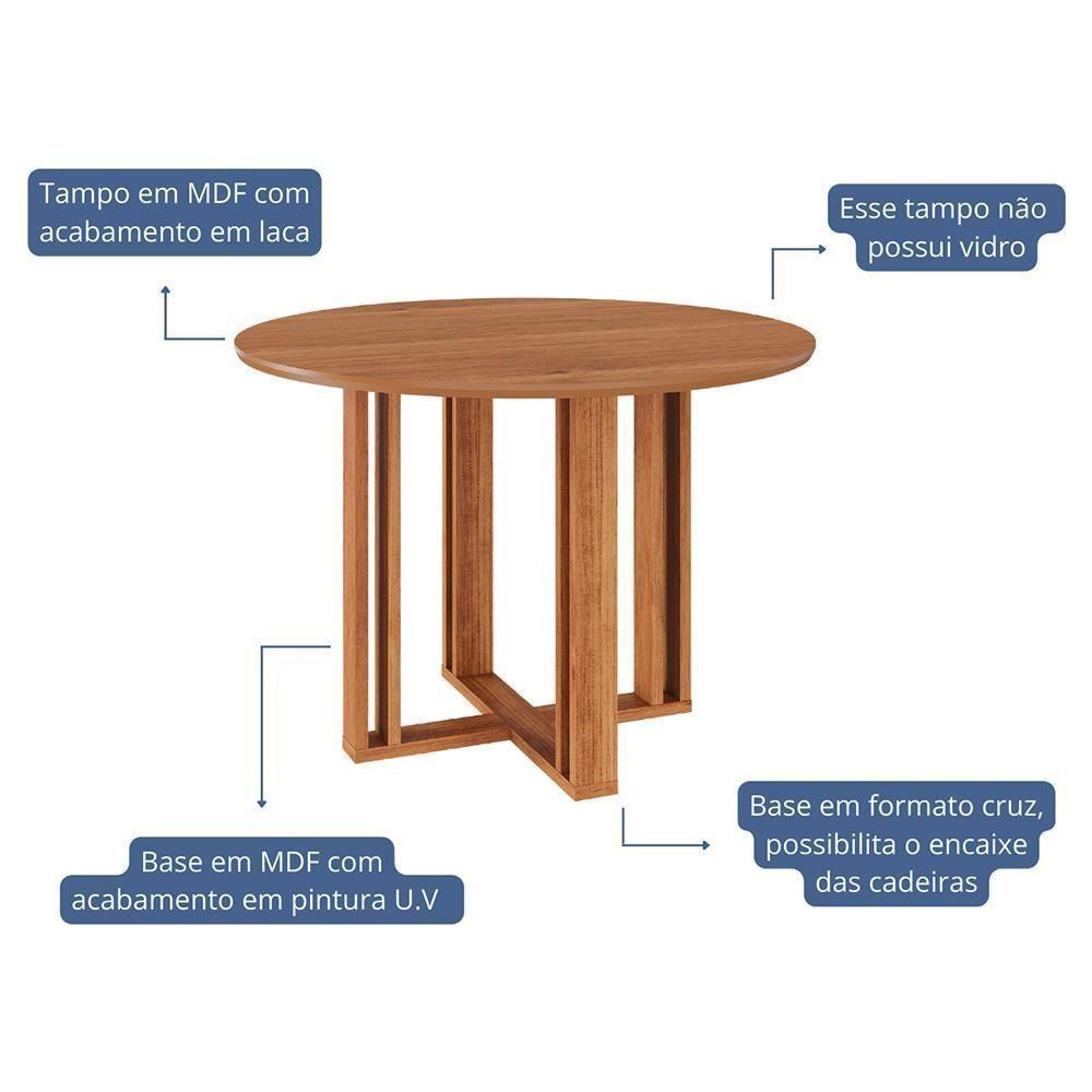 Mesa De Jantar Redonda Flora 109cm Cinamomo Com Tampo Em Mdf - Cimol Móveis Cinamomo - 2