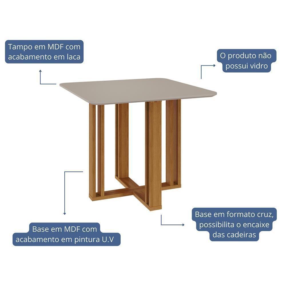 Mesa De Jantar Quadrada Flora 95x95 Nature-off White Com Tampo Em Mdf - Cimol Móveis Nature-off White - 2