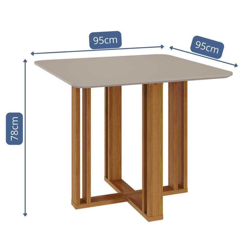 Mesa De Jantar Quadrada Flora 95x95 Nature-off White Com Tampo Em Mdf - Cimol Móveis Nature-off White - 3