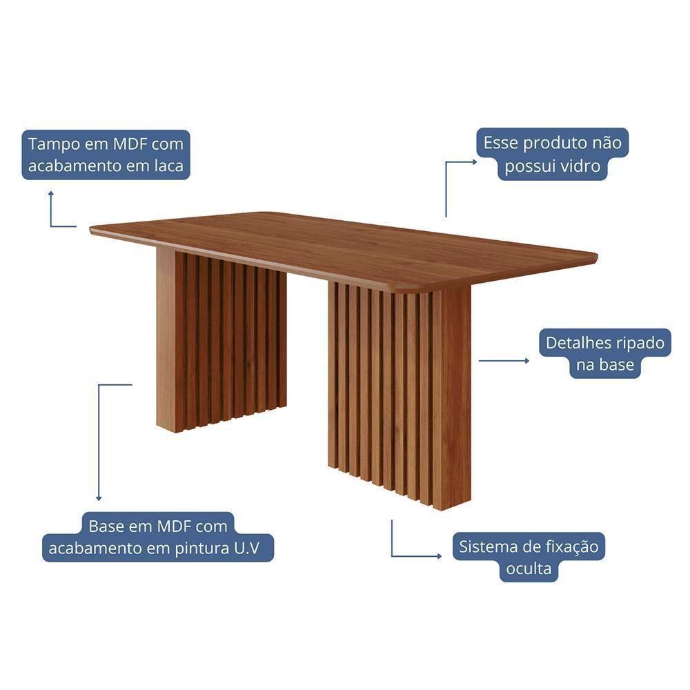 Mesa De Jantar Retangular Ester 180x90 Cinamomo Com Tampo Em Mdf - Cimol Móveis Cinamomo - 2