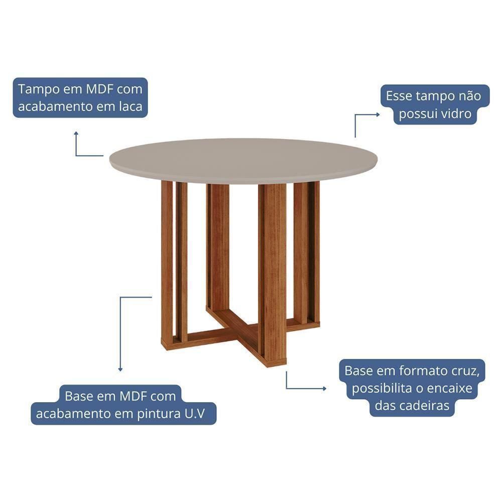 Mesa De Jantar Redonda Flora 109cm Cinamomo-off White Com Tampo Em Mdf - Cimol Móveis Cinamomo-off White - 2