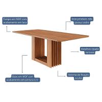 Mesa De Jantar Retangular Ariela 210x100 Cinamomo Com Tampo Em Mdf - Cimol Móveis Cinamomo - 2