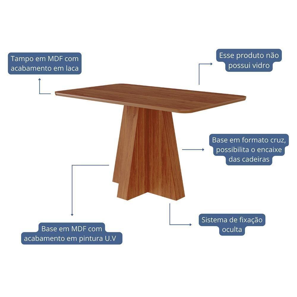 Mesa De Jantar Retangular Maitê 130x80 Cinamomo Com Tampo Em Mdf - Cimol Móveis Cinamomo - 3