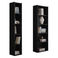 Kit Estante Livreiro Janaina E Luiza Com Prateleiras Preto - Ajl Móveis Preto - 1