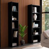 Kit Estante Livreiro Janaina E Luiza Com Prateleiras Preto - Ajl Móveis Preto - 2