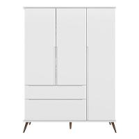 Jogo De Quarto Infantil Retrô Alice Guarda Roupa E Cômoda Com Porta Branco - Pr Baby Branco - 3
