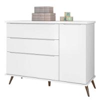 Jogo De Quarto Infantil Retrô Alice Guarda Roupa E Cômoda Com Porta Branco - Pr Baby Branco - 5