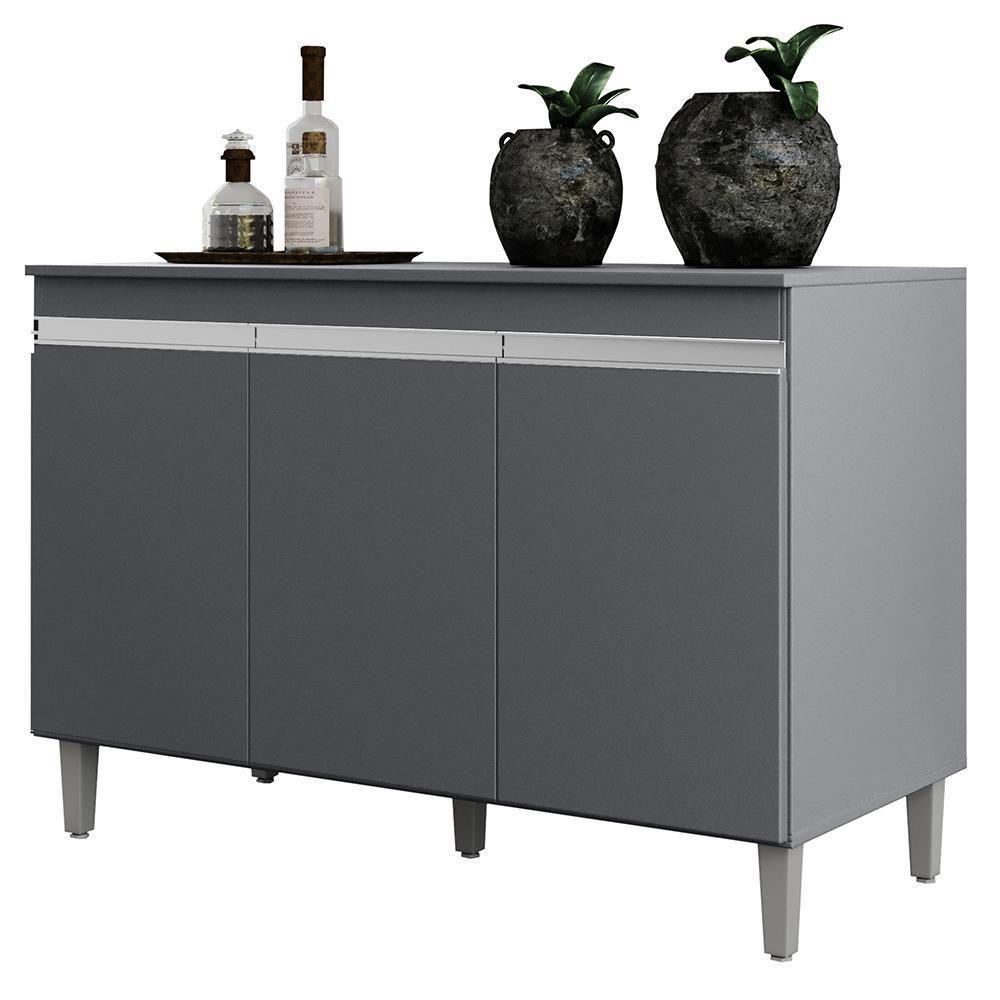 Balcão Pia Manu 120cm Cinza Com Tampo Mdp - Ajl Móveis Cinza - 1