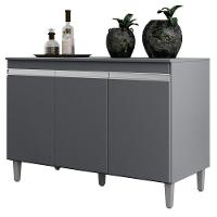 Balcão Pia Manu 120cm Cinza Com Tampo Mdp - Ajl Móveis Cinza - 1