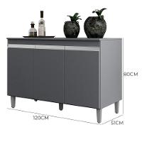 Balcão Pia Manu 120cm Cinza Com Tampo Mdp - Ajl Móveis Cinza - 4