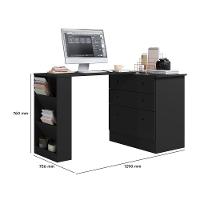 Conjunto Gamer Armário 2 Portas E Mesa Giratória Preto Fosco - Qmovi Preto Fosco - 5