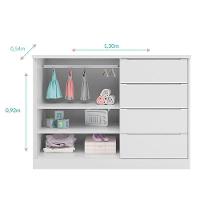 Jogo De Quarto Infantil Pietra Com Guarda Roupa E Cômoda Branco - Pr Baby Branco - 6