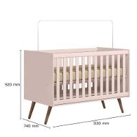 Jogo De Quarto Infantil Q Encanto Retrô Com Guarda Roupa E Berço Rosa - Qmovi Rosa - 6