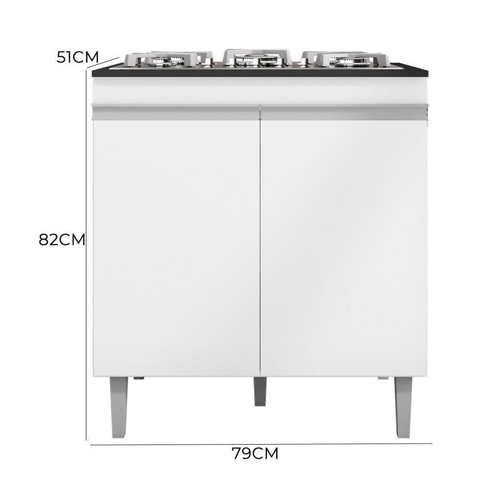 Balcão Cooktop Andréia 79cm Com 2 Portas Branco - Ajl Móveis Branco - 2
