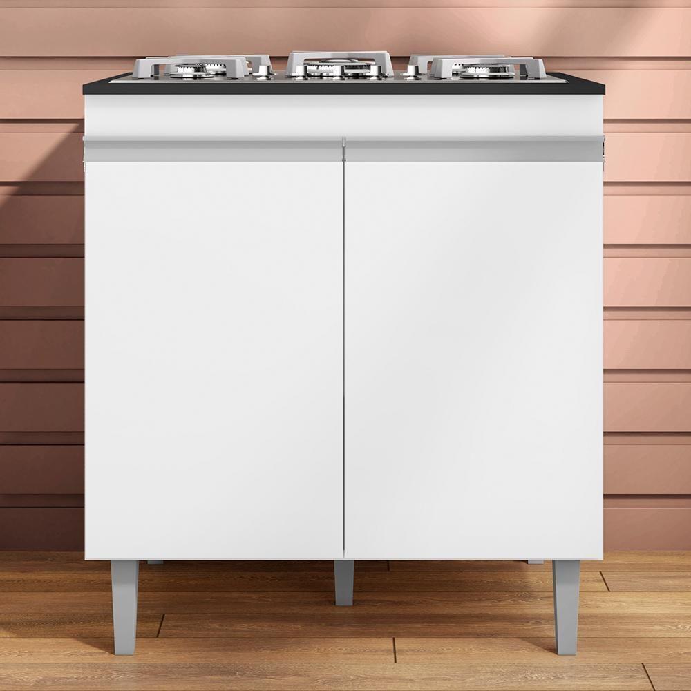 Balcão Cooktop Andréia 79cm Com 2 Portas Branco - Ajl Móveis Branco - 3