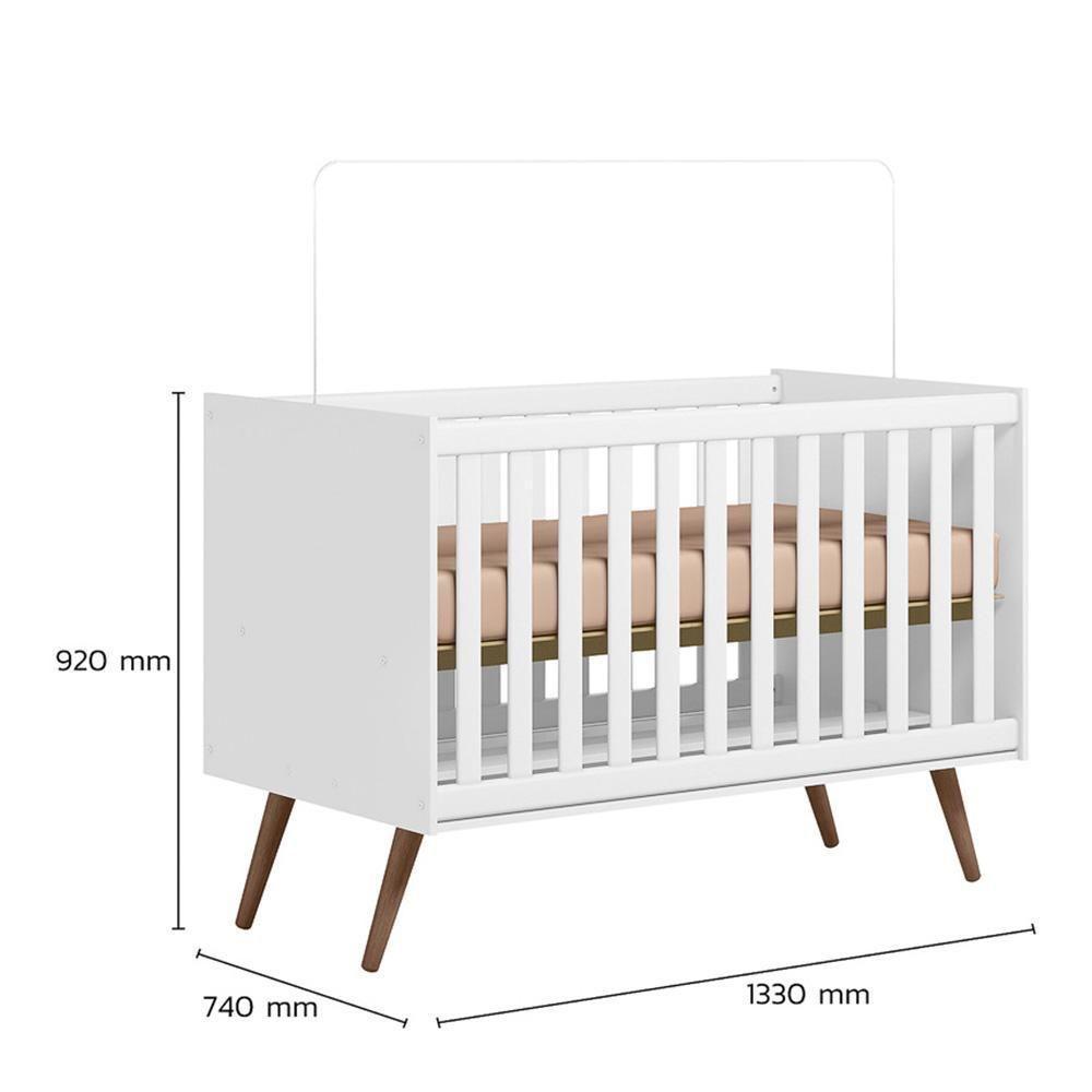 Jogo De Quarto Infantil Q Encanto Retrô Com Guarda Roupa E Berço Branco Acetinado - Qmovi Branco Acetinado - 6