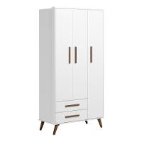 Jogo De Quarto Infantil Q Encanto Retrô Com Guarda Roupa E Berço Branco Acetinado - Qmovi Branco Acetinado - 3