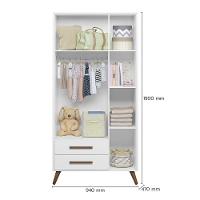 Jogo De Quarto Infantil Q Encanto Retrô Com Guarda Roupa E Berço Branco Acetinado - Qmovi Branco Acetinado - 5