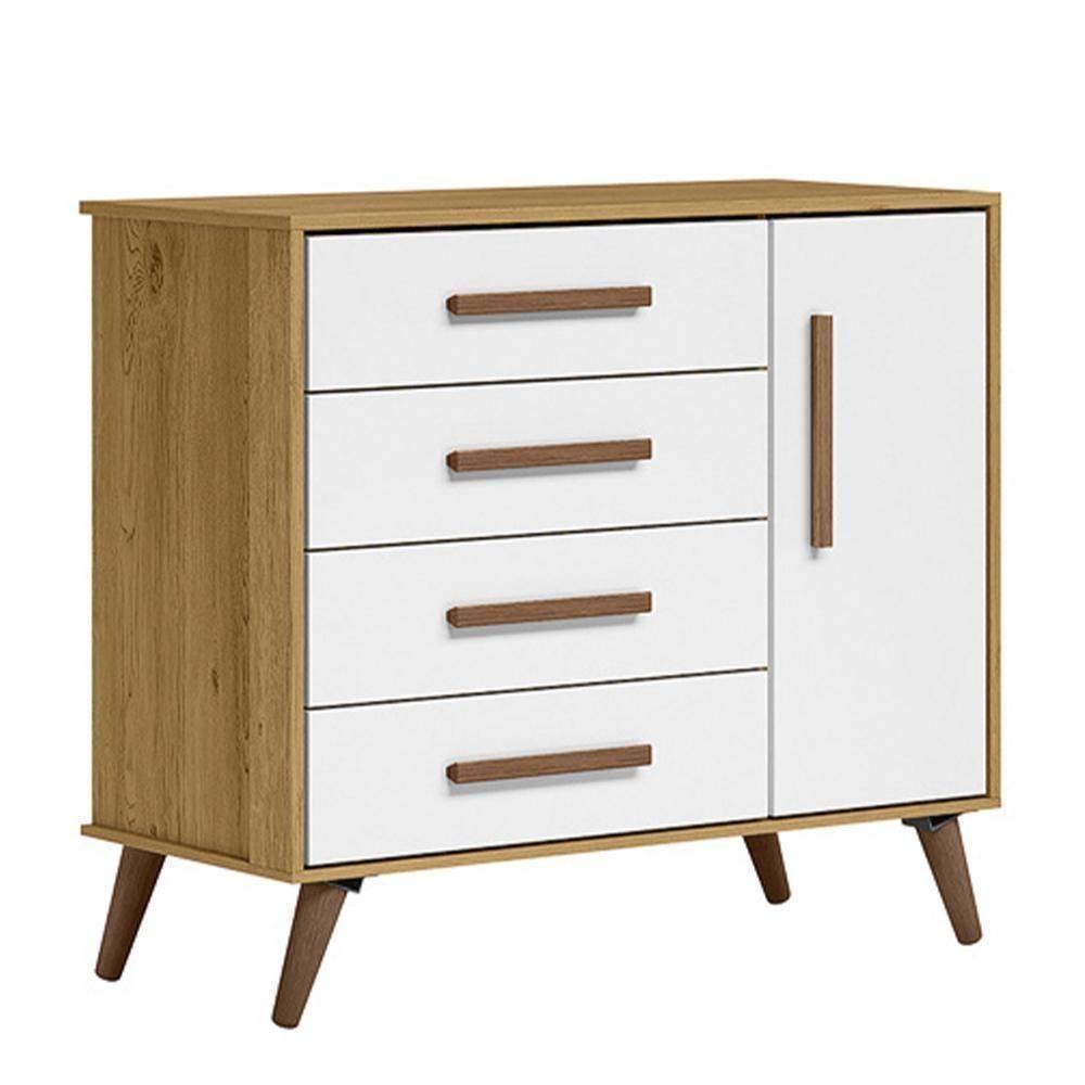 Jogo De Quarto Infantil Q Encanto Retrô Com Cômoda E Berço Freijó-branco Acetinado - Qmovi Freijó-branco Acetinado - 2