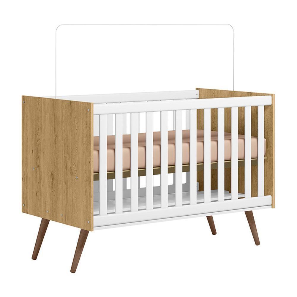 Jogo De Quarto Infantil Q Encanto Retrô Com Cômoda E Berço Freijó-branco Acetinado - Qmovi Freijó-branco Acetinado - 3