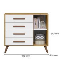 Jogo De Quarto Infantil Q Encanto Retrô Com Cômoda E Berço Freijó-branco Acetinado - Qmovi Freijó-branco Acetinado