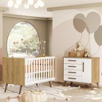 Jogo De Quarto Infantil Q Encanto Retrô Com Cômoda E Berço Freijó-branco Acetinado - Qmovi Freijó-branco Acetinado - 5