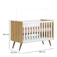 Jogo De Quarto Infantil Q Encanto Retrô Com Cômoda E Berço Freijó-branco Acetinado - Qmovi Freijó-branco Acetinado - 6