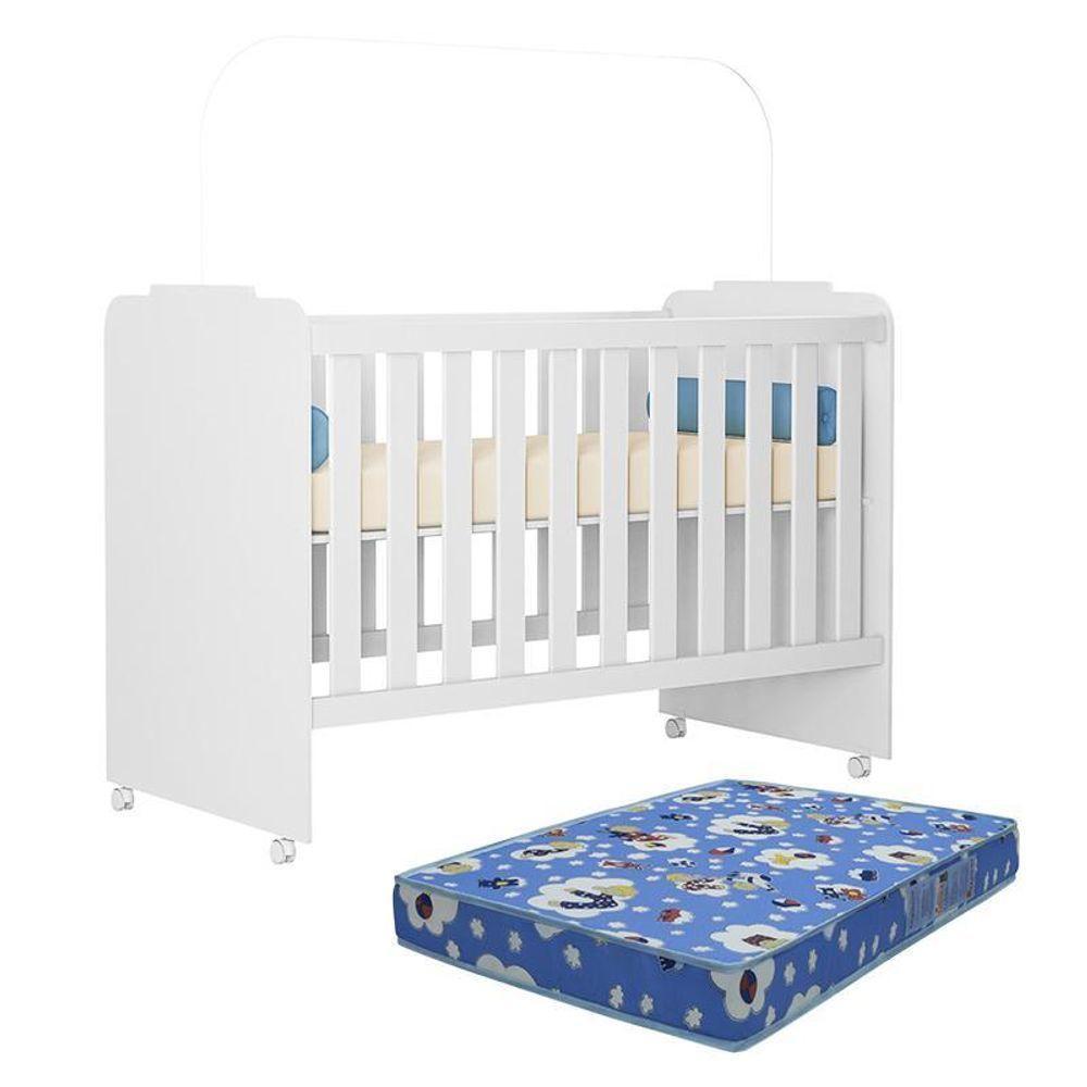 Berço Amore Branco Com Colchão Baby Physical - Peternella Móveis Branco - 1