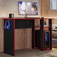 Mesa Para Computador Gamer Slim Preto-vermelho - Peternella Móveis Preto-vermelho